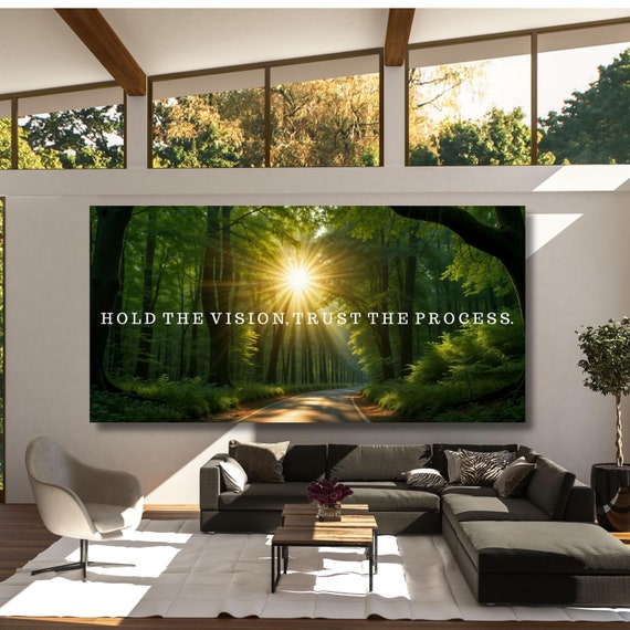 Hold The Vision Trust The Process Canvas Wall Art Sunset Canvas Wall Art For Office Decor Entrepreneur Motivational Quotes Canvas Success