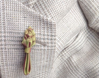 Asparagus Lapel Pins Mens Lapel Pin Green Boutonniere Stocking Stuffer Silk Vegetable Gifts For Men Foodies Cooks Vegans Kanzashi Brooch