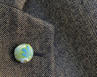 Green Aqua Lapel Pin Silk Button Lapel Pins Men Wedding Green Boutonniere Gifts For Boyfriend Gifts For Him Men Under 20 Stocking Stuffers