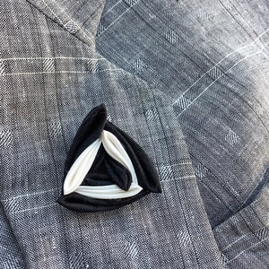 Triangle Lapel Pins Mens Lapel Pin Silk Black White Lapel Wedding Boutonniere Groomsman Gift For Men Suit Pin Kanzashi Brooch Custom