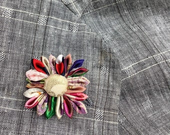 Lapel Pins Mens Lapel Pin Square Flower Lapel Pin Harlequin Silk Lapel Flower Colorful Boutonniere Kaleidoscope Gift For Men Wedding