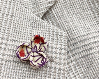 Purple Lapel Pins Mens Lapel Pin Flower Kanzashi Brooch Silk Lapel Flower Lapel Pin Colorful Boutonniere Boyfriend Gift For Men Custom Suit