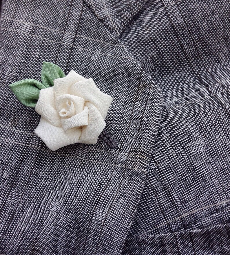 Lapel Pins Mens Lapel Pin Flower Lapel Pin Ivory Rose Silk Etsy