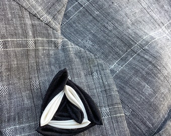 Triangle Lapel Pins Mens Lapel Pin Silk Black White Lapel Wedding Boutonniere Groomsman Gift For Men Suit Pin Kanzashi Brooch Custom