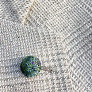 Green Blue Purple Silk Round Lapel Pin Silk Button Lapel Pins Men Wedding Paisley Boutonniere Gifts For Boyfriend Gifts For Him Men Under 20
