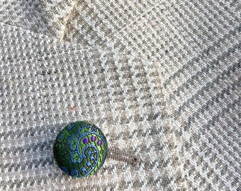 Green Blue Purple Silk Round Lapel Pin Silk Button Lapel Pins Men Wedding Paisley Boutonniere Gifts For Boyfriend Gifts For Him Men Under 20