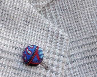 Mens Lapel Pin Button Lapel Pin Silk Lapel Button Custom Lapel Pins Men Blue Red Paisley Boutonniere Boyfriend Gift For Men Under 20 Husband