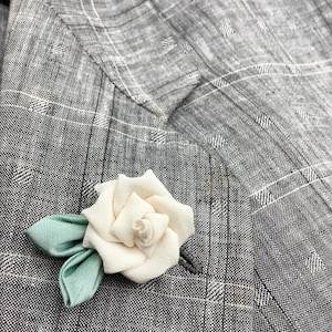 Alfileres de solapa Alfiler de solapa para hombre Alfiler de solapa con flores Broche de kanzashi con flores de seda color rosa marfil Boutonniere de boda Regalo de padrino de boda para hombres Madre