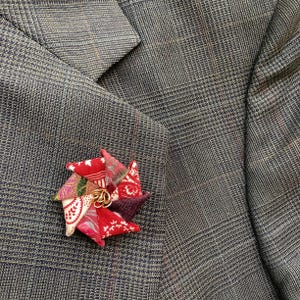 Wine Red Lapel Pins Men Lapel Pin Flower Lapel Pin Lapel Flower Kanzashi Boutonniere Colorful Husband Gift For Men Stocking Stuffer