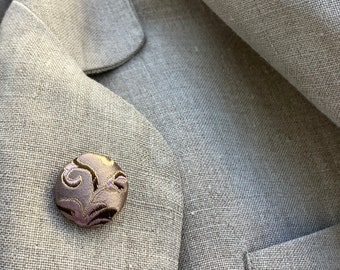 Taupe Brown Lapel Pin Silk Button Lapel Pins Men Wedding Beige Boutonniere Gifts For Boyfriend Gifts For Him Men Under 20 Neutral Tones