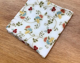 Pocket Square Classic Floral Print Handkerchief Men Colorful Cotton Custom Mens Gift For Husband Boyfriend Hanky Hankies Hand Rolled Hems