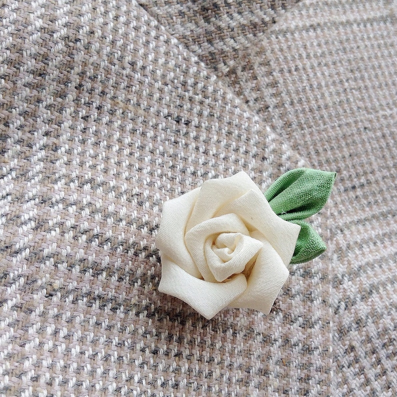 Lapel Pins Mens Lapel Pin Flower Lapel Pin Ivory Rose Silk Etsy