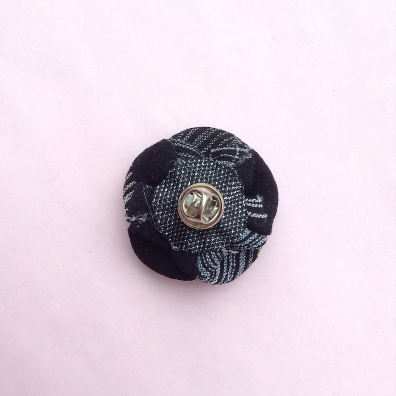 Flower Lapel Pins Mens Lapel Pin Silk Lapel Flower Black White Etsy