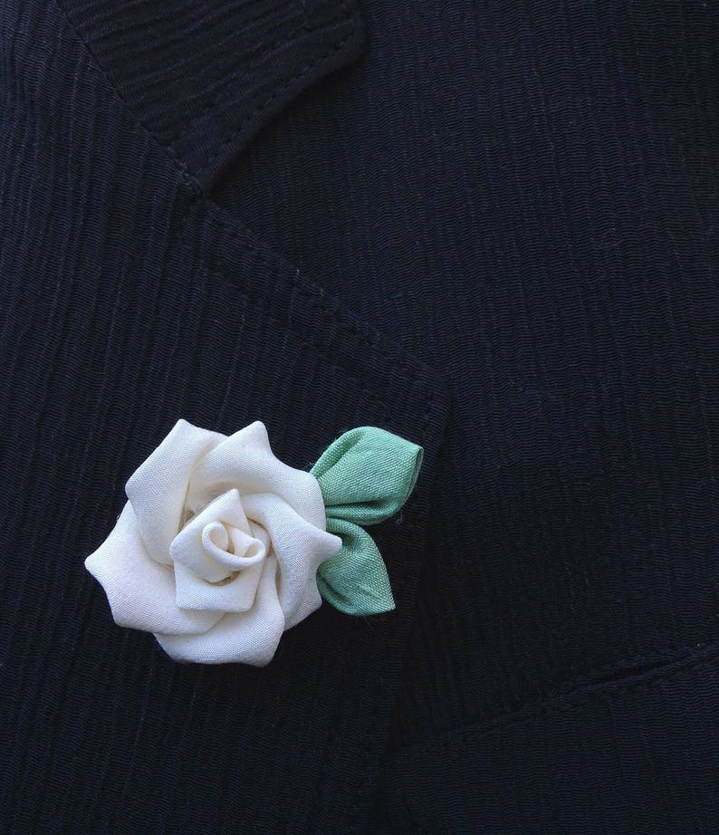 Lapel Pins Mens Lapel Pin Flower Lapel Pin Ivory Rose Silk Etsy