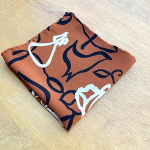 Silk Pocket Square Brown Black White Handkerchief Father Boyfriend Gift For Men Husband Dad Brown Pocket Square Hanky Hand Rolled Hems