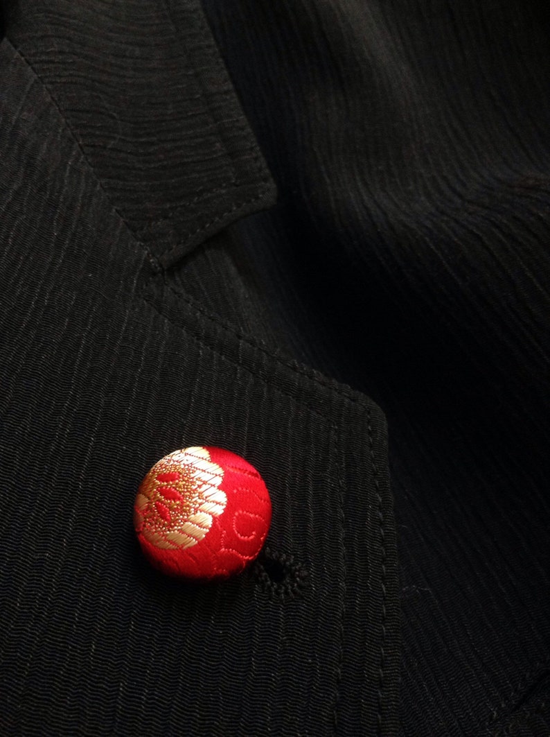Red Lapel Pin Mens Lapel Pin Silk Button Lapel Pin Red Gold Etsy