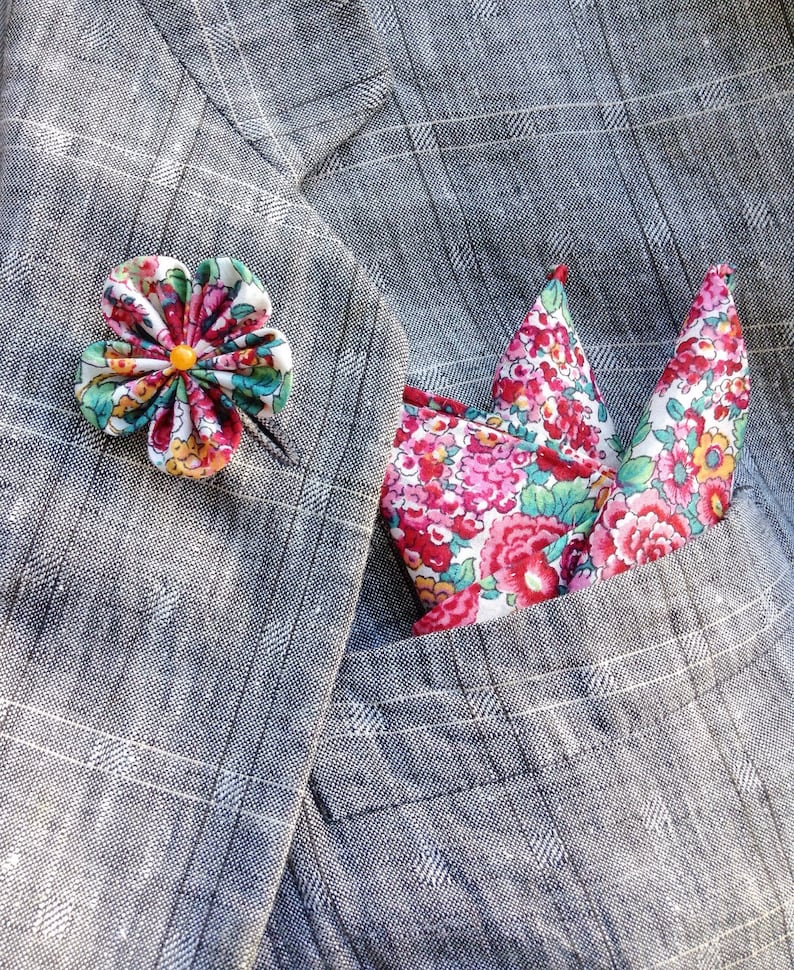 Lapel Pins Mens Lapel Pin Flower Lapel Pin Pocket Square Set Floral Liberty of London Colorful Boutonniere Gifts For Men Custom Handkerchief