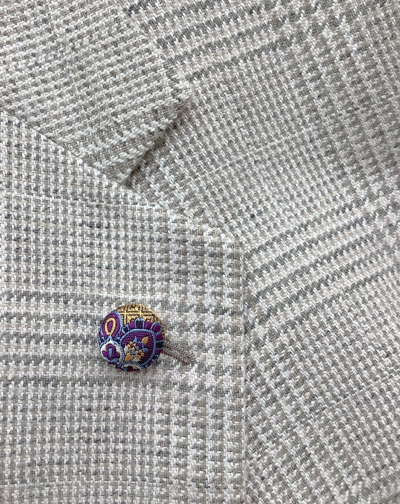 Purple Gold Blue Silk Round Lapel Pin Silk Button Lapel Pins Men Wedding Paisley Boutonniere Gifts For Boyfriend Gifts For Him Men Under 20 image 4