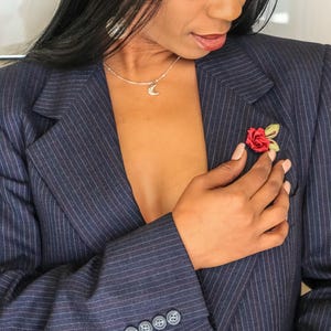 Red Rose Silk Lapel Flower Mens Lapel Pin Flower Lapel Pin Rose Boutonniere Custom Lapel Pins Men Groomsman Gift For Men Kanzashi Wedding