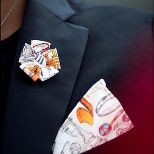 Musical Instruments Lapel Pins Mens Lapel Pin Flower Lapel Pin Pocket Square Set Black White Boutonniere Custom Handkerchief Gifts For Men