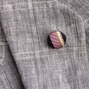 Custom Lapel Pins Mens Lapel Pin Round Button Lapel Pin Silk Stripe Boutonniere Groomsman Gift For Men Wedding Party Boyfriend Gift Under 20 image 5