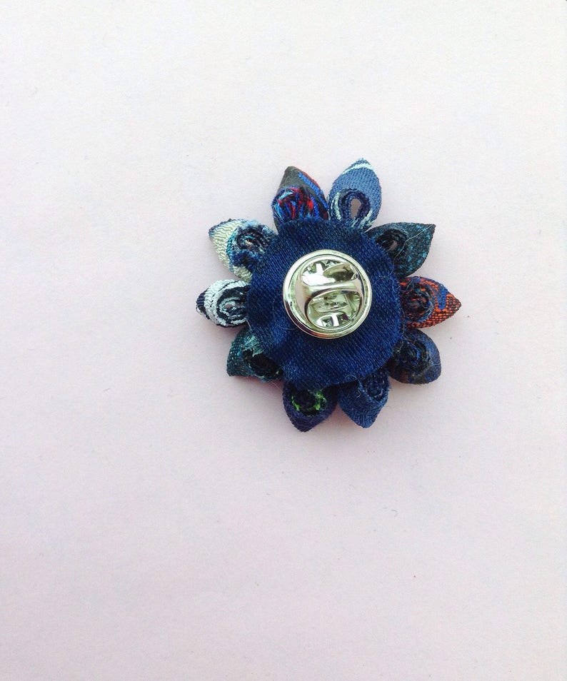 Lapel Pins Mens Lapel Pin Navy Blue Lapel Flower Lapel Pin Etsy