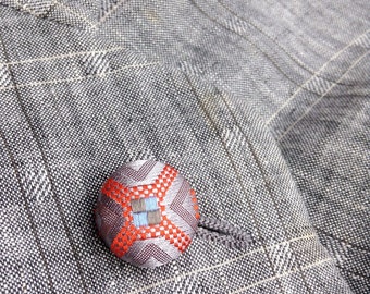 Custom Lapel Pins Mens Lapel Pin Wedding Grey Orange Silk Button Boutonniere Groomsman Gifts For Men Boyfriend Under 20 Stocking Stuffer