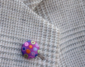 Mens Lapel Pin Button Lapel Pin Silk Lapel Button Round Custom Lapel Pins Men Purple Boutonniere Boyfriend Gift For Men Groomsman Under 20