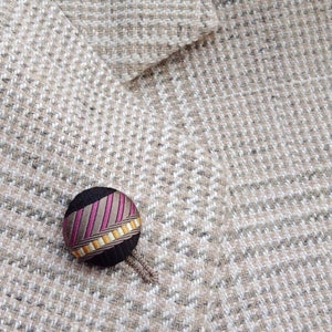 Custom Lapel Pins Mens Lapel Pin Round Button Lapel Pin Silk Stripe Boutonniere Groomsman Gift For Men Wedding Party Boyfriend Gift Under 20 image 1