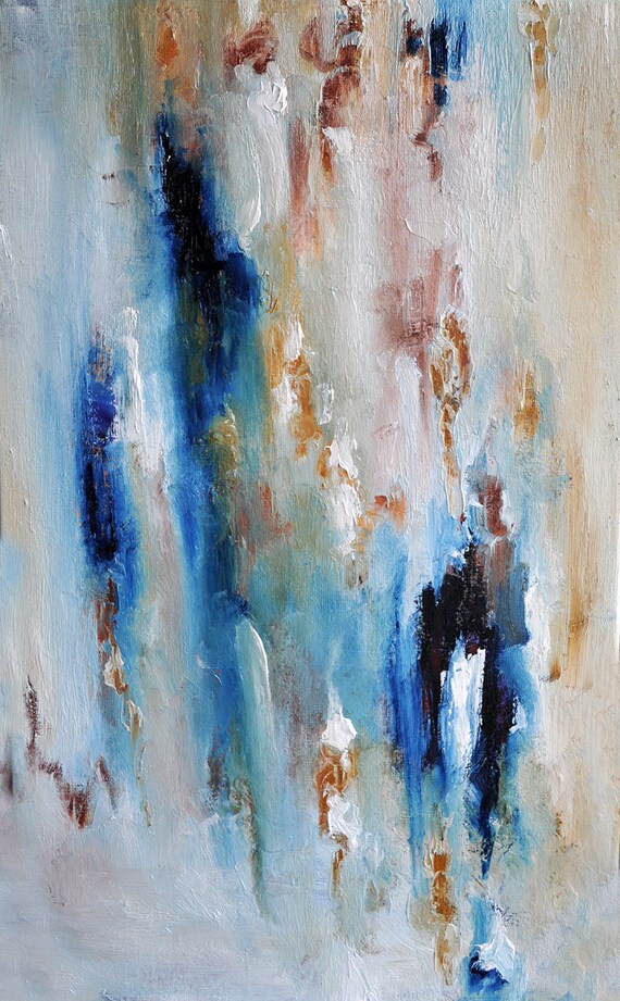 Original Abstract Painting Blue Yellow White Neutral Modern Etsy