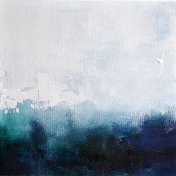 Winter Abstract 6 original abstract painting , modern landscape 12"x12"