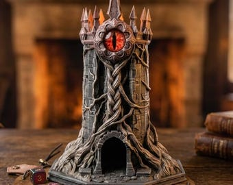 Hand Painted Forbidden Eye Tower Dice Tower – Dark Fantasy RPG Gaming Accessory