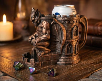 Hand-Painted Gargoyle Watchtower Can Holder