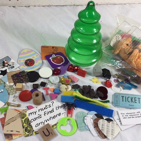 Found Objects Lot of 150+ mixed media altered art collage assemblage