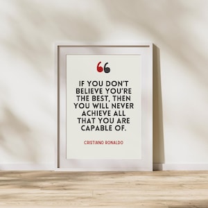 Football Quote Print, Cristiano Ronaldo Print, Gifts for him, Football Gifts, Wall Art, Christmas gift ideas, Motivational Quotes, Ronaldo