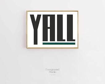 Y'all Teal Typography Print | Minimalist Wall Art (Digital Download)