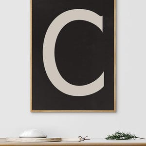 Arte minimalista del alfabeto / Impresión tipográfica moderna / Descarga digital de decoración del hogar / Impresión de la letra C