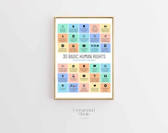 30 Basic Human Rights Poster | Universal Declaration of Human Rights | Educational Classroom Print | Wall Art | Instant Digital Download