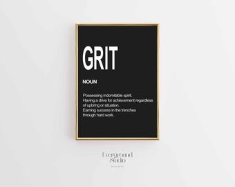 Grit Motivational Poster | Hard Work Quote Wall Art | Determination Typography Print | Discipline Mindset Decor | Instant Digital Download