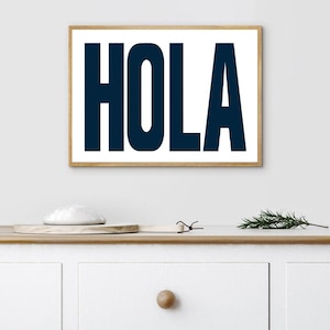 Hola | Blue Print | Typography Print | Wall Print | Large Wall Print | Minimalist Art Sign | Printable Wall Art | Wall Decor