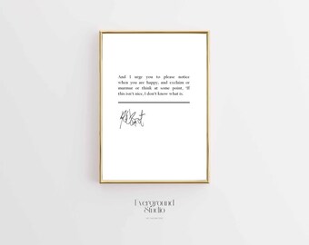 Kurt Vonnegut Zitat Kunstdruck | Schwarz - weißes Wandbild (Digitaler Download)