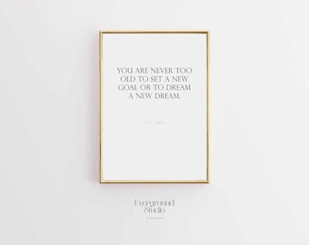 C.S. Lewis Inspirational Quote Poster | Motivational Wall Art | Dream Big Goal Setting Print | Printable Wall Decor