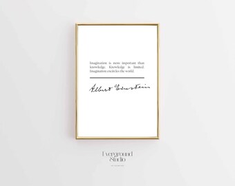Einstein Quote Art Print | Black and White Typography (Digital Download)