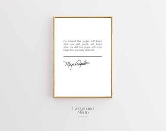 Maya Angelou Quote Print | Black and White Typography (Digital Download)