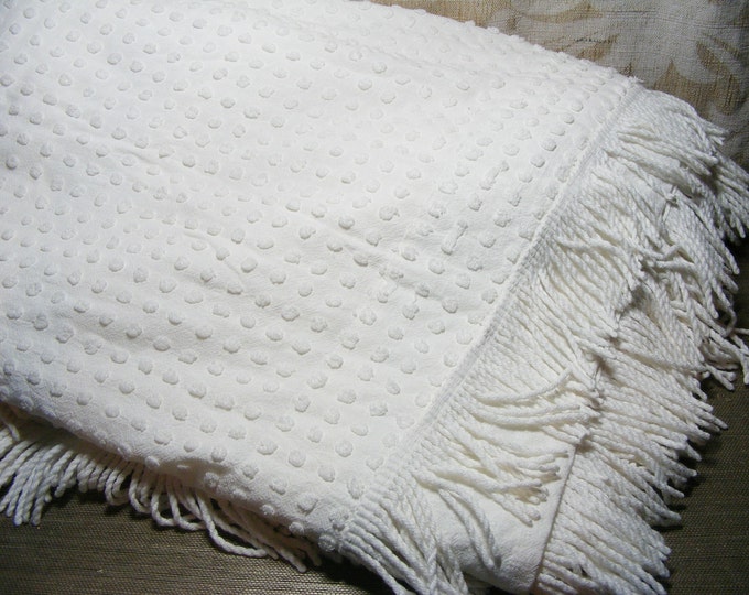 Vintage Chenille Bedspread WHITE POPCORN Jones 100 X 82 Etsy