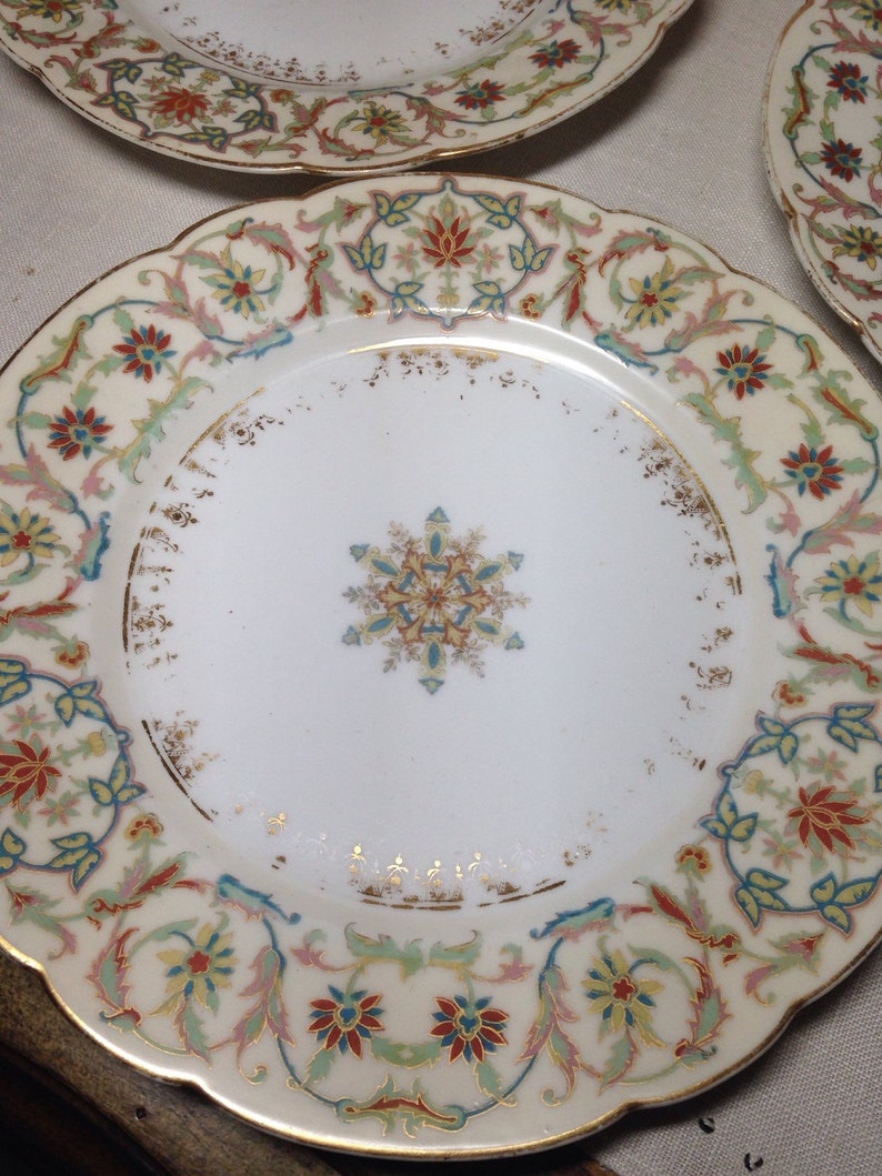 Limoges Plate Set of 4 C Ahrenfeldt France Porcelain Antique 8 Breakfast Luncheon