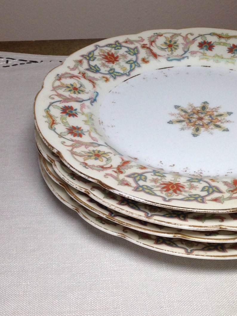 Limoges Plate Set of 4 C Ahrenfeldt France Porcelain Antique 8 Breakfast Luncheon