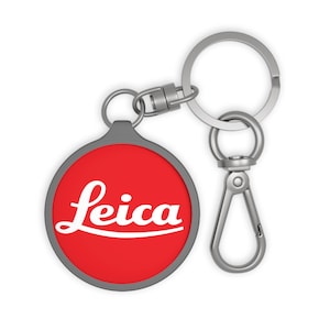 Leica-kamera, röd punkt, nyckelring, nyckelringsetikett