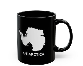 Antarctica Continent Black Mug - Gifts for Explorers, Coffee Cup, Travel Mug, Geographical Decor
