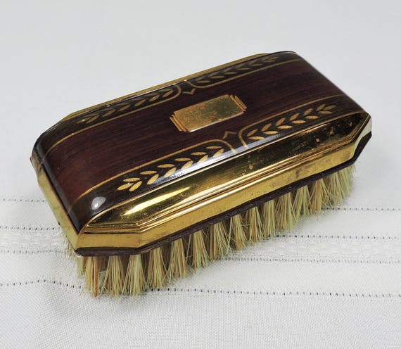 Vintage Art Deco Brush, Brass and Wood, 1940's - image 2